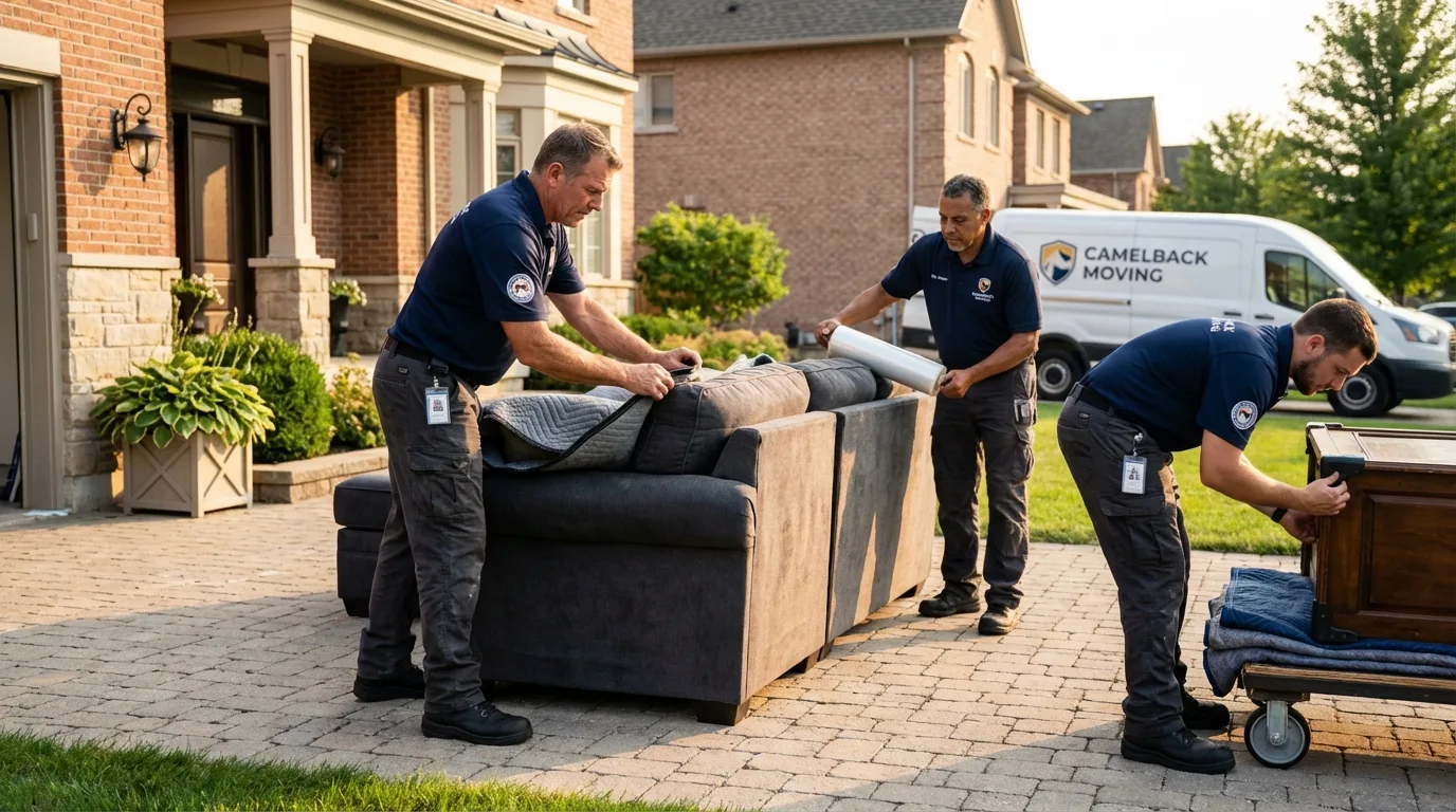 Large estate moving crew wrapping furniture in Madison, OH